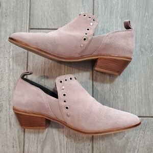 REBECCA MINKOFF Women's Berry‎ Smoothie Oiled Suede Annette Booties Sz 6.5 Pink